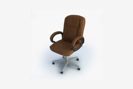 Preview: High-back leather office chair with armrests and wheeled base