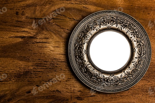 Preview: Photo frame with empty space over wooden background