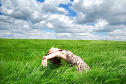 Preview: Beautiful young irl at green field