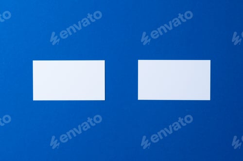Preview: Blank paper business mock up on classic blue background