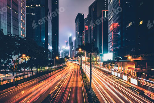 Preview: Street traffic in Hong Kong at night