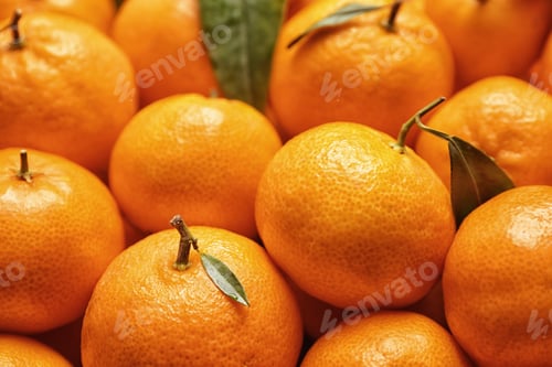 Preview: Delicious fresh ripe tangerines as background, closeup