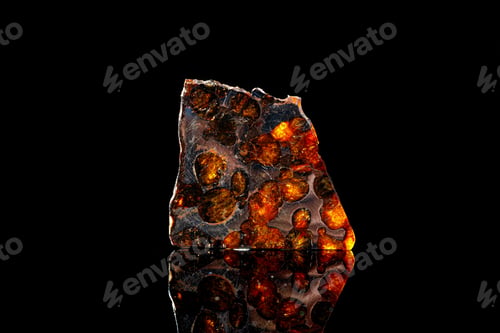 Preview: Macro stone mineral meteorite on a black background