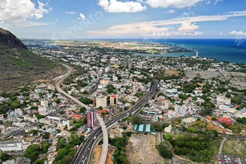 Preview: Aerial view of the city of Port-Louis, Mauritius, Africa