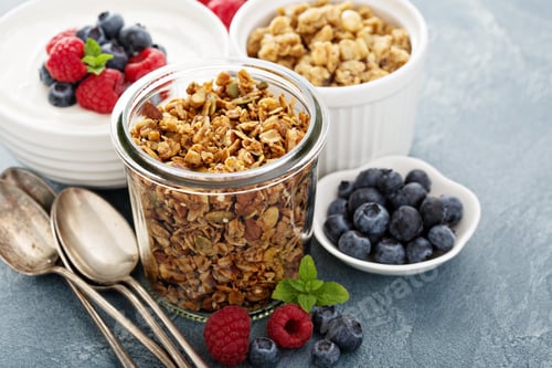 Preview: Homemade granola in glass jar