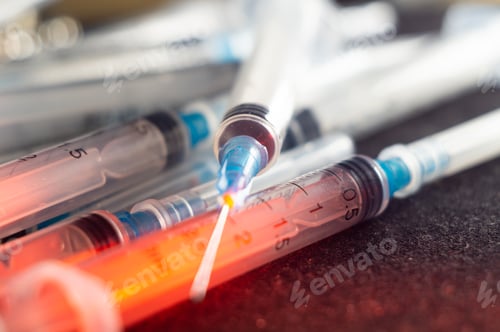 Preview: Closeup shot of syringes and hypodermic needles
