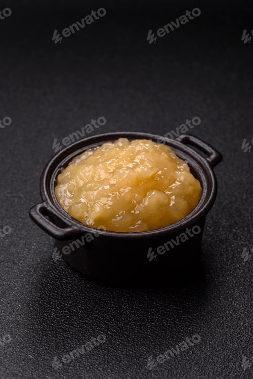 Preview: Apple sweet sauce, baby food, canned ingredient for desserts. Apple sauce