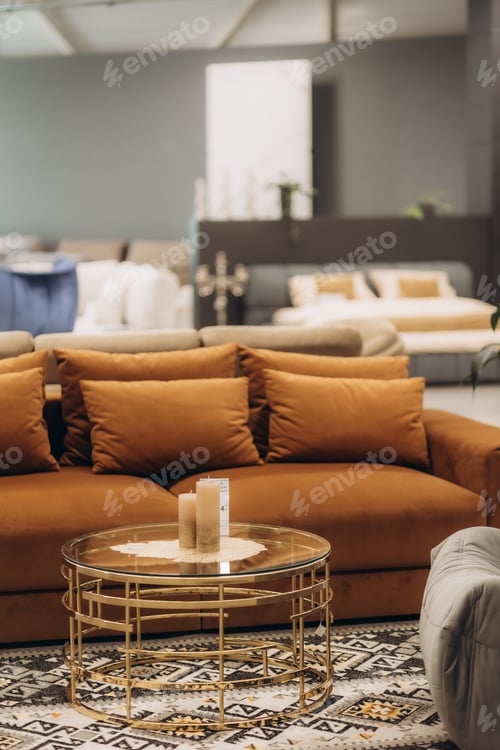 Preview: Modern Living Room With Comfortable Sofa and Stylish Coffee Table Decor