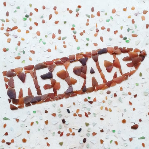 Preview: Message in a bottle ,beach art made with broken glass collected and found on beach