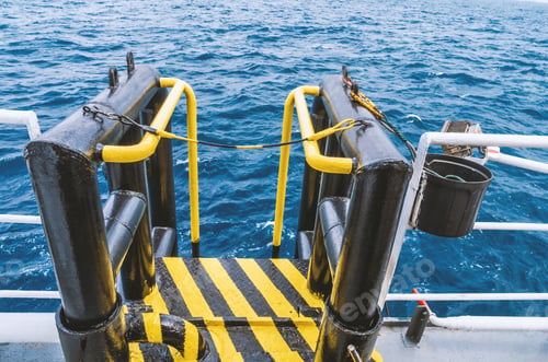 Preview: View of offshore vessel boatlanding - installation for crew change