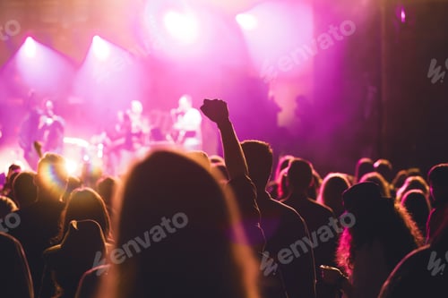 Preview: Crowd at concert and blurred stage lights.