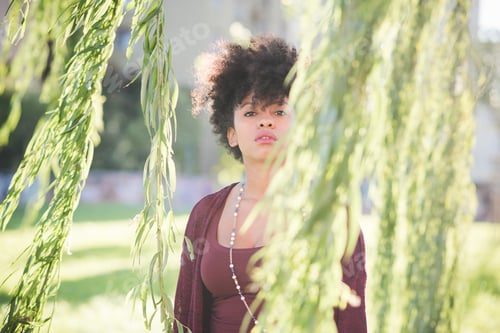 Preview: beautiful black curly hair african woman