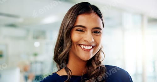 Preview: Smile, confident and portrait of woman in office for startup business with creative career. Happy,