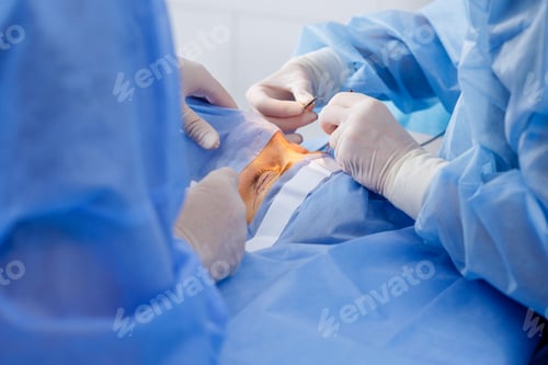 Preview: Blepharoplasty eyelid suturing in oculoplastic surgery with sterile drape and instruments