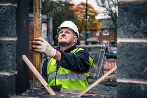 Preview: Workers laying bricks on construction site