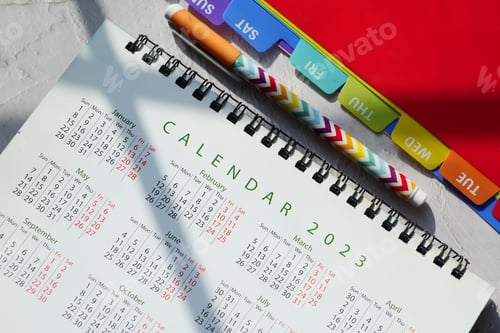 Preview: 2023 year calendar on office desk