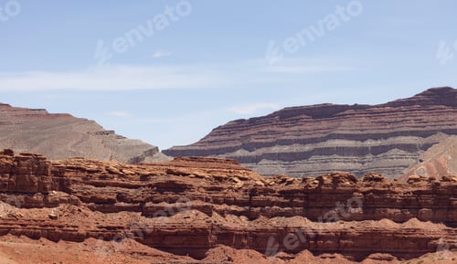 Preview: American Landscape in the Desert with Red Rock Mountain Formations.