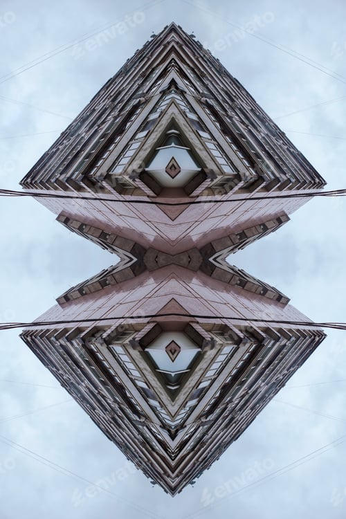 Preview: The Pink-Beige Abstrac Geometric Background Of A Pattern Of Windows In Modern Apartment Building