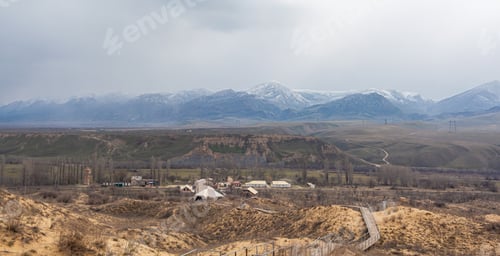 Preview: A very beautiful view of the mountains from the Sarykum sand dune
