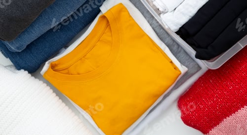 Preview: Reduce and reuse concept. Preparing clothes for swap. Waste problem in fashion industry