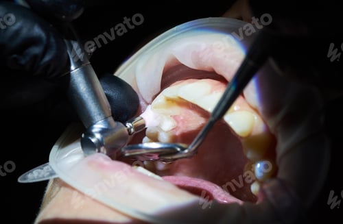 Preview: Close-up of polishing teeth. Dental services in modern clinic.