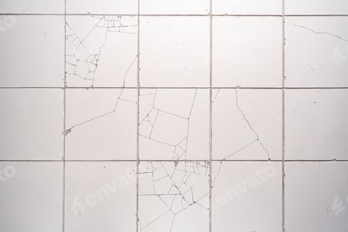 Cracked White Tiles Background Texture Design