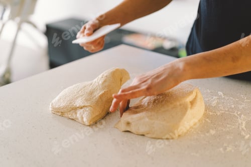 Preview: Preparing dough for baking. Healthy sourdough bread