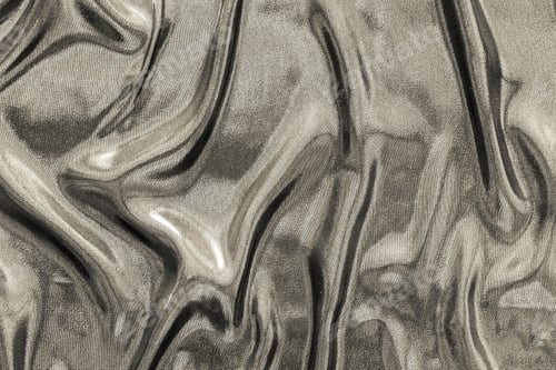 Preview: Abstract Background Fabric With The Crumpled Wavy Texture Of Beige Glossy Color For Empty And Pure