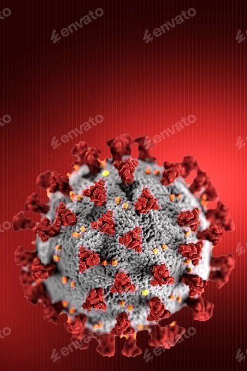 Preview: Depiction of a Microscopic Virus on Red Background