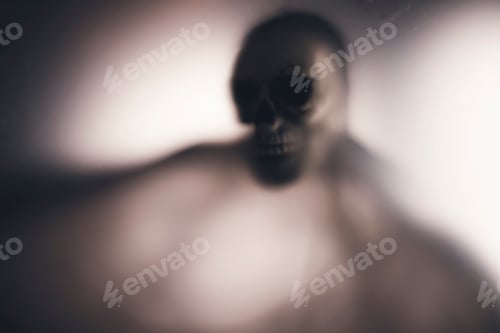 Preview: Shadow blur of horror skeleton. Halloween background.