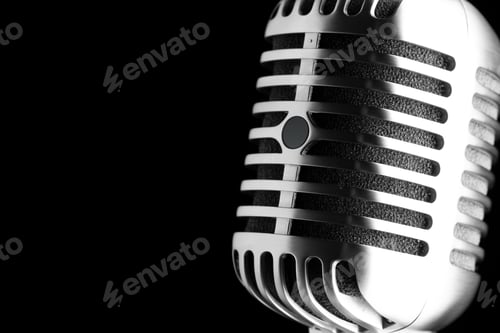 Preview: vintage microphone over black
