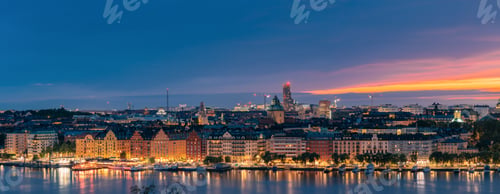 Preview: Stockholm, Sweden. Skyline View Of Residential Area Houses In Norr Malarstrand Street, Kungsholmen