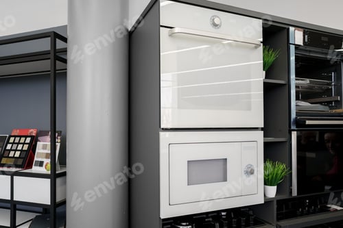 Preview: Electrical ovens, home appliances in the store