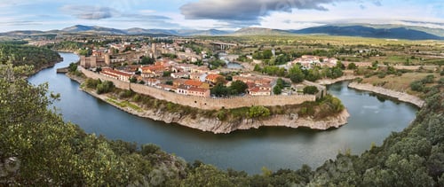 Preview: Medieval village with stone wall in Spain. Buitrago del Lozoya