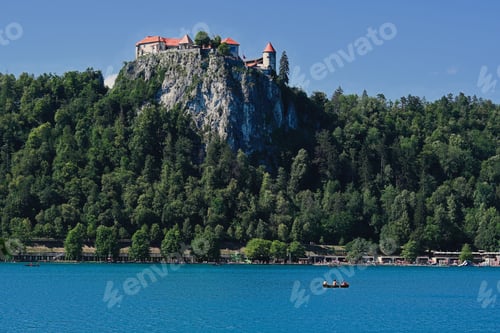 Preview: View of beautiful Bled Castle with Lake Bled, Slovenia.