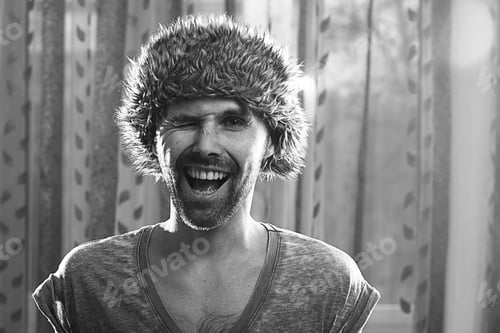 Preview: Funny Portrait Of A Man In A Fur Hat