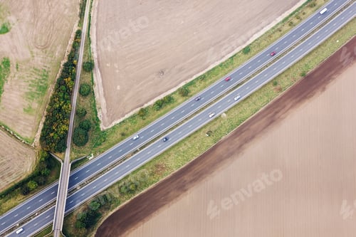 Preview: Aerial view of motorway, UK