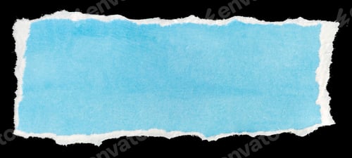 Vista previa: Plantilla de mensaje de nota de papel azul rasgado aislada sobre fondo negro