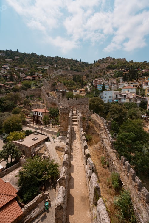 Preview: View of ancient touristic wall Turkey, Alanya
