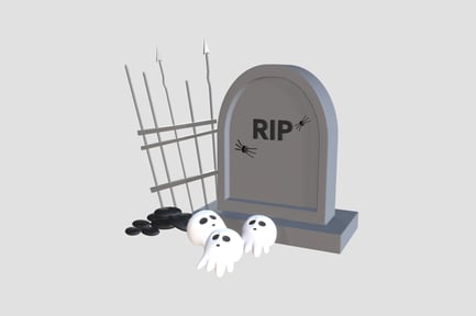 Preview: 3D Spooky RIP Tombstone with Ghosts