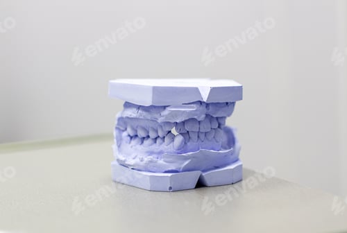 Preview: Plaster cast of teeth from plaster at the orthodontist.