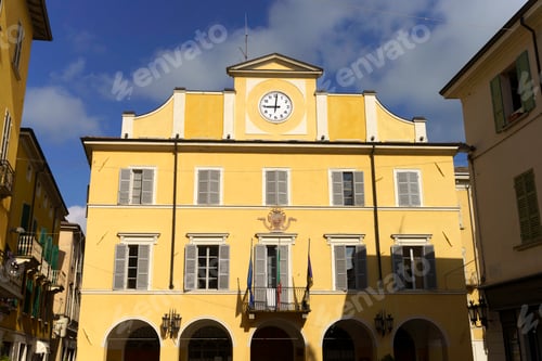 Preview: Town hall of Salsomaggiore, Parma province, Italy, by morning