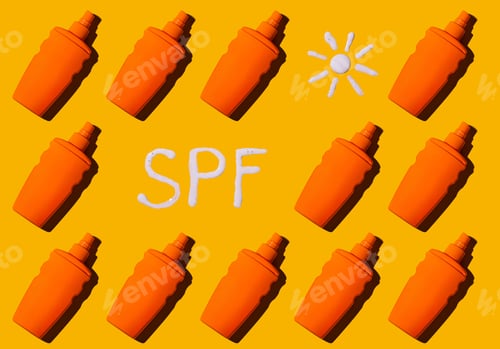 Preview: Sunscreen SPF sunblock cream on yellow background