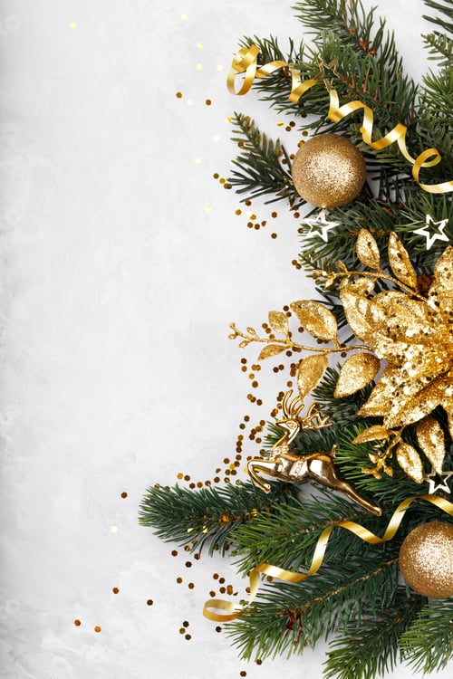 Visualização: Fundo de Natal com decorações douradas