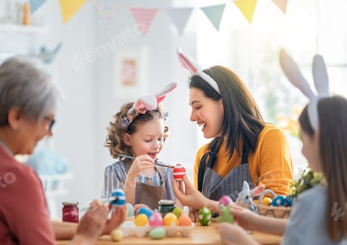 Preview: family preparing for Easter
