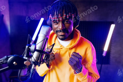 Preview: Young African performer recording his new track in recording studio
