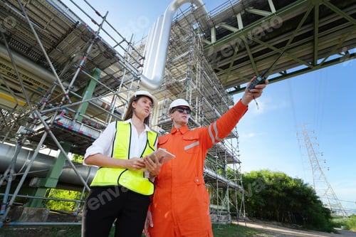 Preview: Professional engineer working in a petroleum refinery, Oil refinery and gas processing plant.