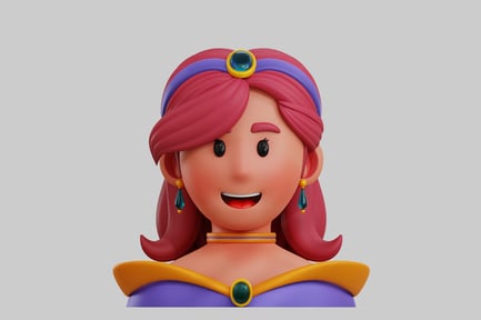 Preview: Cute cartoon princess bust character