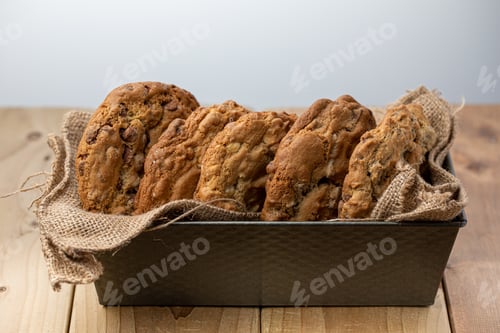 Preview: Chocolate Chip Cookies in a Rustic Metal Tin