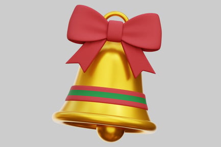 Preview: Festive Golden Bell With Red Bow